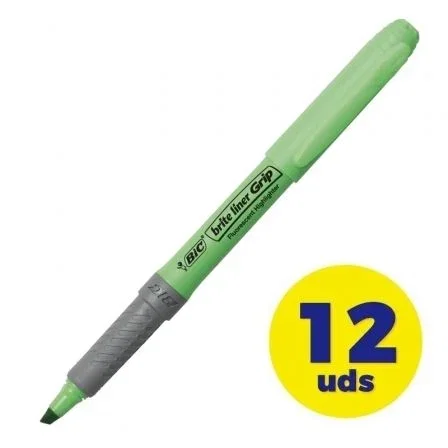 BIC Brite Liner Grip Verde (Set de 12)